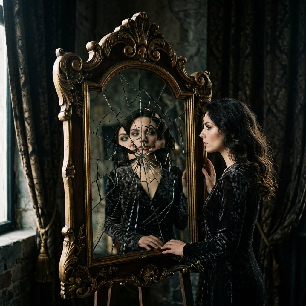 a cheating spouse accuses me of cheating represented by a distorted reflection in a mirror