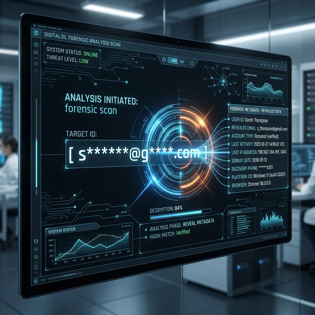 how to find out who is behind a fake instagram harassment account illustrated by a data unmasking visualization.