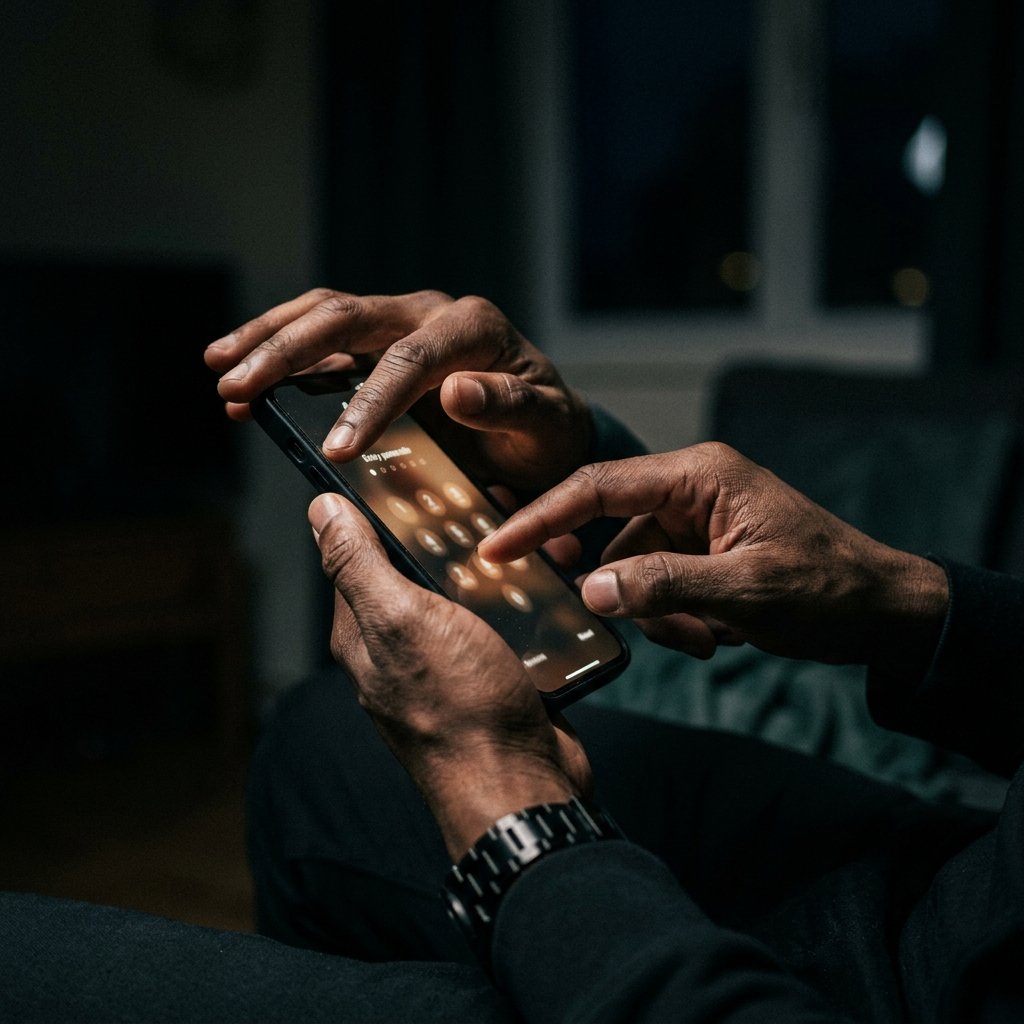 husband takes his phone to the bathroom suddenly and shields his passcode from view