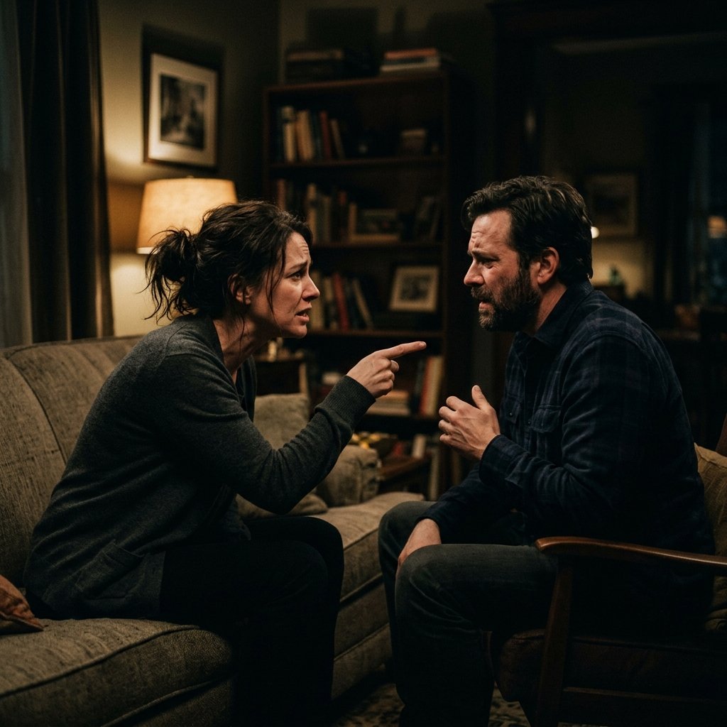 A cheating spouse accuses me of cheating during a high tension argument in a dark room.