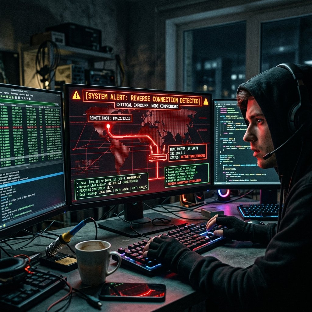 how to send a tracking link to find scammer ip address illustrated by a reverse engineering visualization.