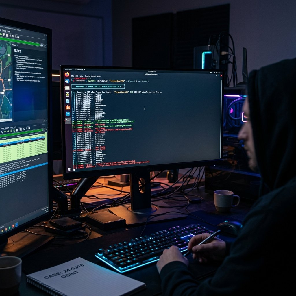 how to find cheating spouse secret dating profiles using sherlock illustrated by a digital magnifying glass.