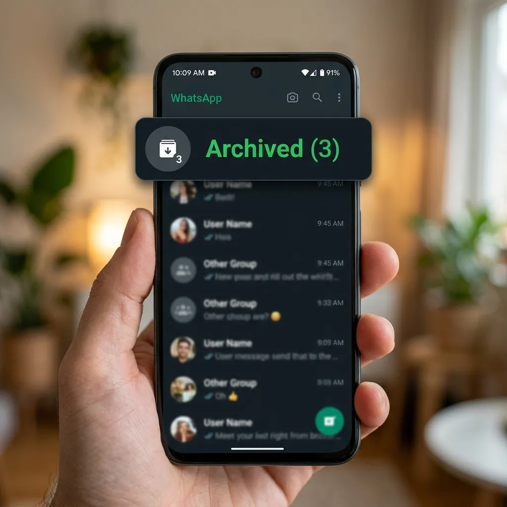 The 'Archived' folder location in the WhatsApp interface